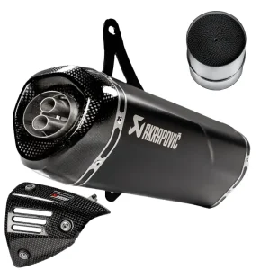 Akrapovič Racing Exhaust - Vespa GT / GTS / GTV - 125 ~ 300cc - Euro3 / Euro4 - S-VE3SO9-HRSSBL + Catalytic converter + Heat shield - Bundle