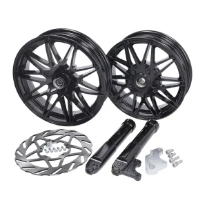 Fast Arrow Pro - Sport rims Piaggio Zip + Brake disc + Fork legs - Gloss or Matte Black - Front 12 inch / Rear 11 inch.