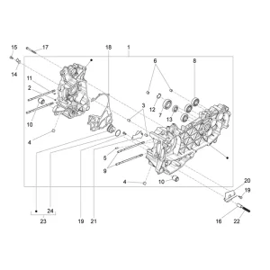 02 - Vespa Sprint 125 - 4T 3V iGet - Euro4 - ABS - 2016-2020 - ZAPMA1300 / ZAPMA1301 - Crankcase