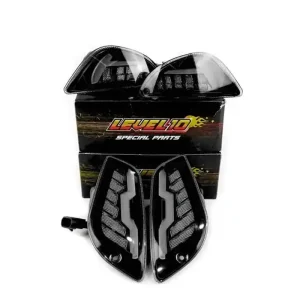 Level 10 - Vespa LX / Vespa S - LED blinker set - Front and Rear - Flow version - Lightning bolt